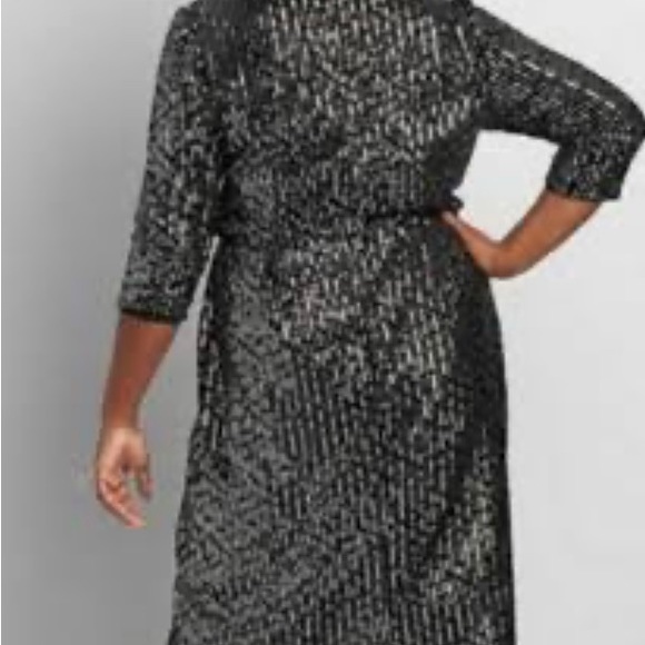LaneBryant Black Velvet holiday sheath dress covered in sequin. EUC worn once. - Picture 5 of 8